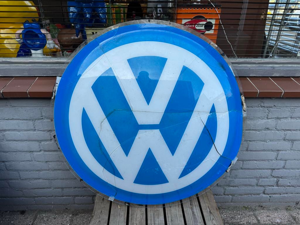 Oude VW reclame lichtbak plaat, Verzamelen, Merken en Reclamevoorwerpen, Gebruikt, Lichtbak of (neon) lamp, Ophalen