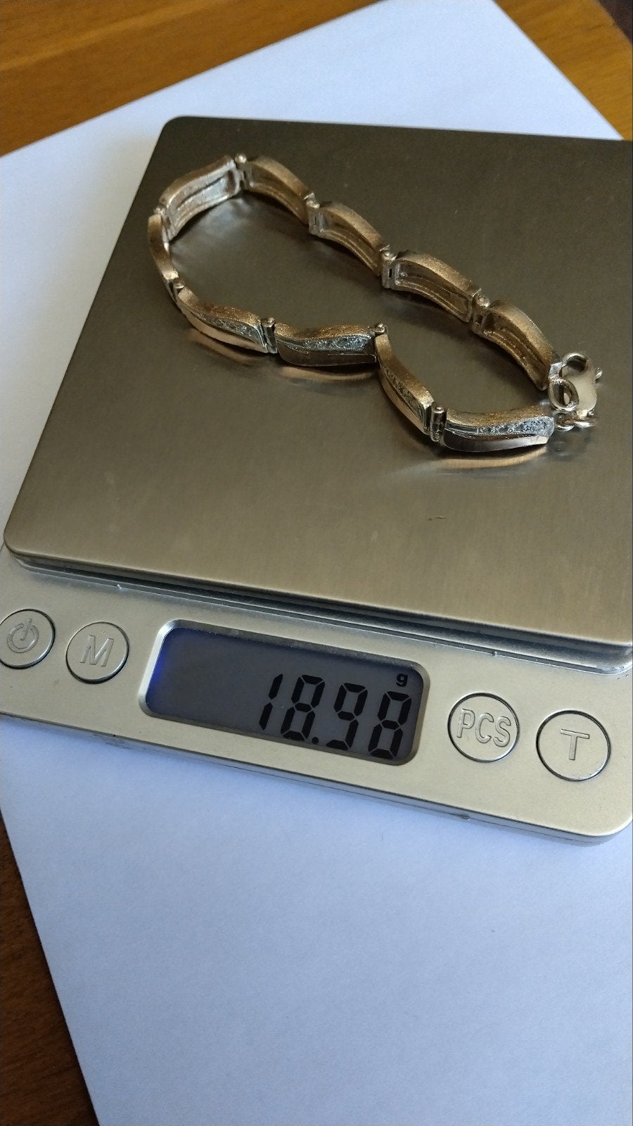 Bicolor gouden armband 585/925 ( nieuw), Ophalen of Verzenden, Zo goed als nieuw, Goud, Goud
