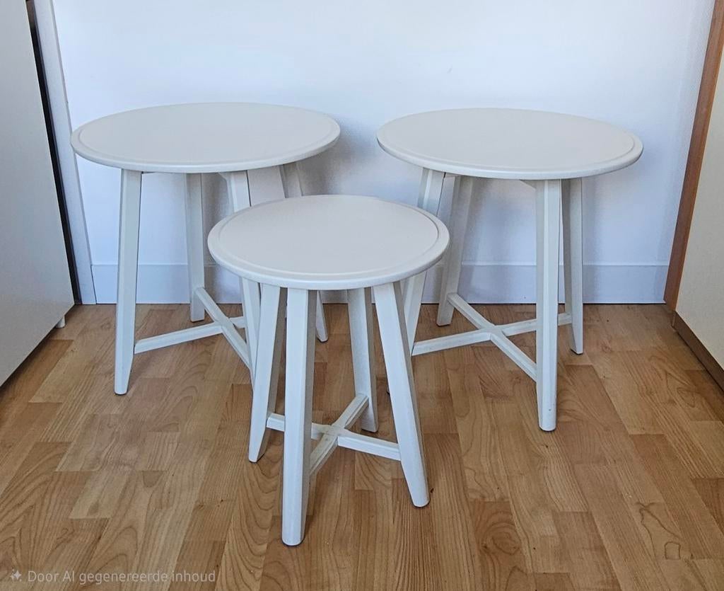 Kragsta bijzettafels IKEA: 2x groot, Overige materialen, Minder dan 55 cm, Rond, Zo goed als nieuw