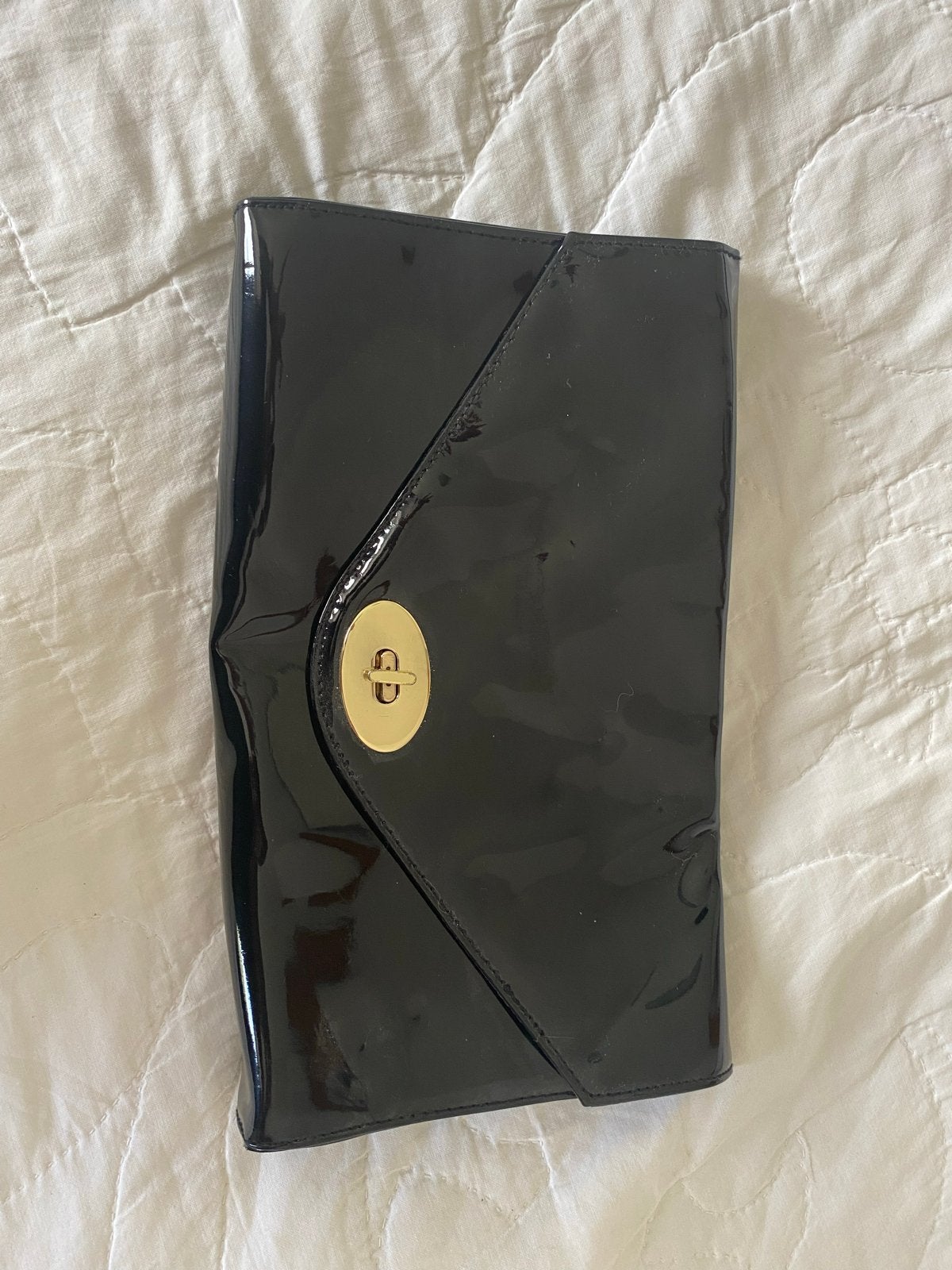 Zwarte lakleren enveloptas van H&M, Ophalen of Verzenden, Zo goed als nieuw, Zwart, Avondtasje