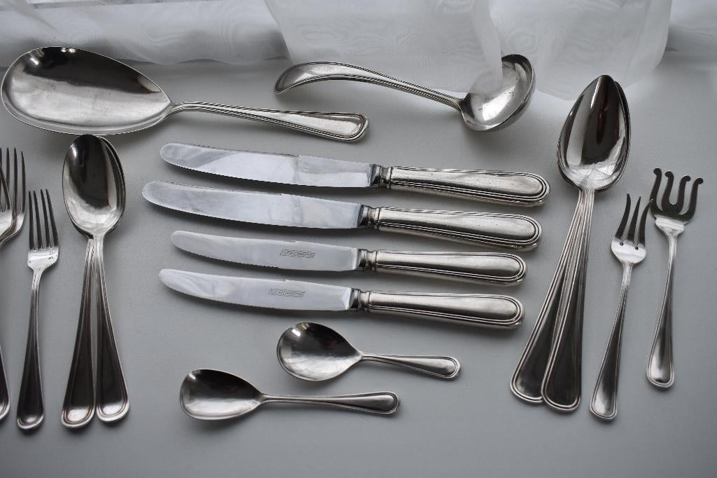 Gero 455 Tradition messen jus lepel rijst & 420 sardine vork, Verzamelen, Porselein, Kristal en Bestek, Gebruikt, Bestek, Metaal