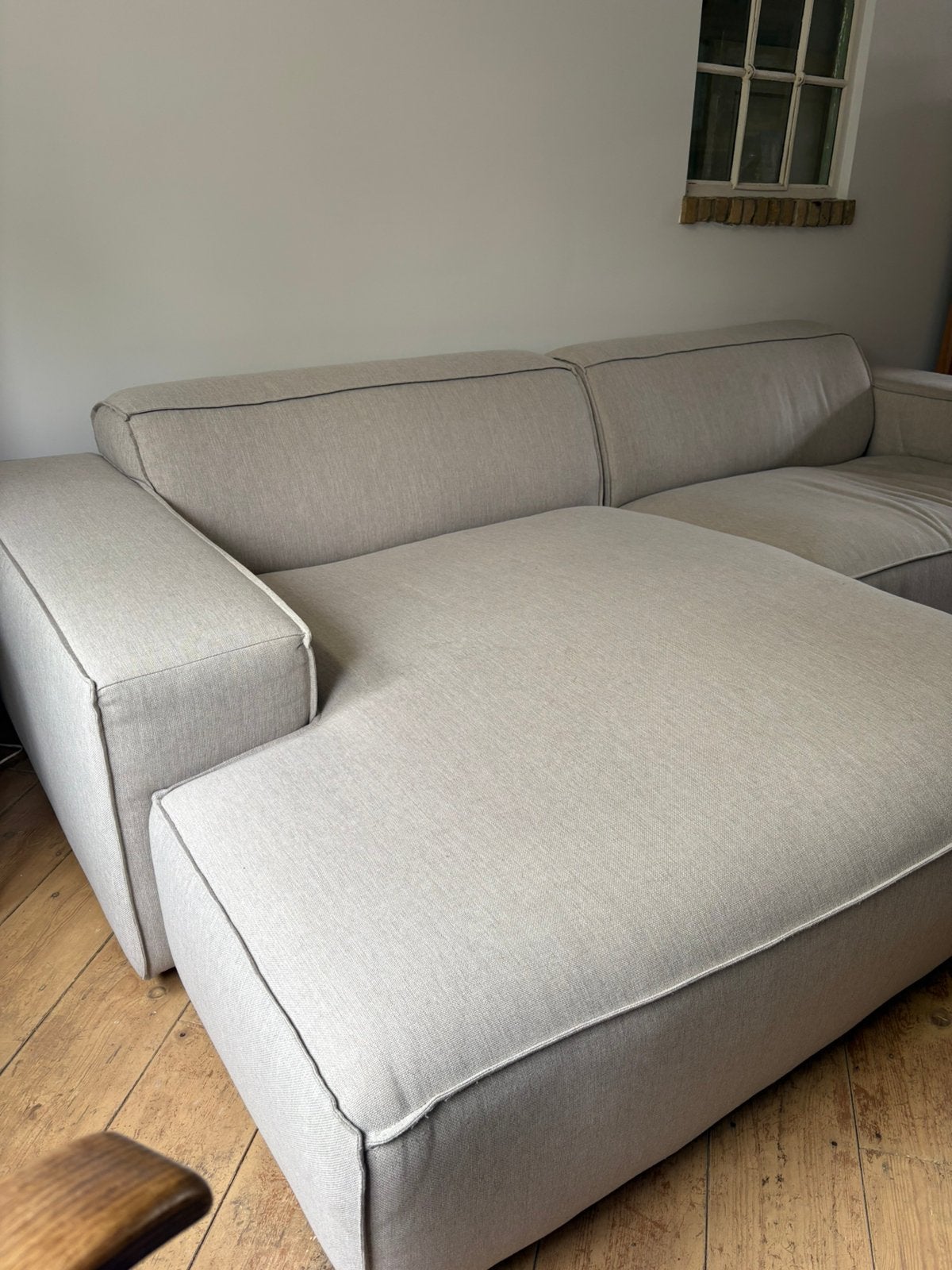 Loungebank van Fonq ecru, Huis en Inrichting, Banken | Sofa's en Chaises Longues, Ophalen, Gebruikt, 150 tot 200 cm, 75 tot 100 cm