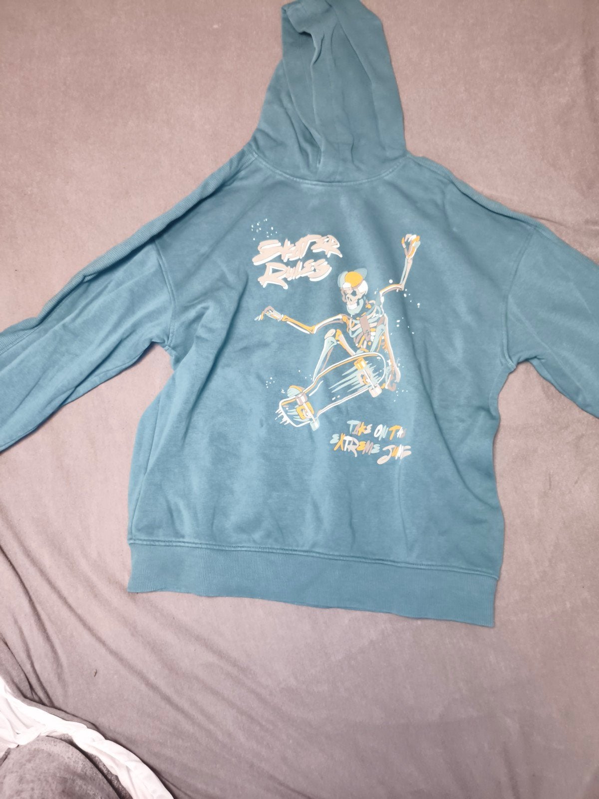 C&A Hoodie met Skateboard Skelet Print - Maat 164, Gebruikt, C&A, Jongen of Meisje, Trui of Vest