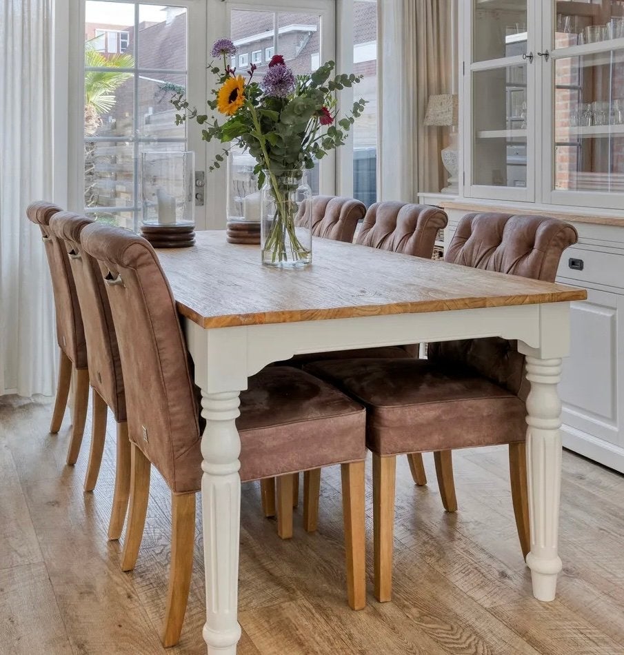 6x Riviera Maison Hampton Classic Dining Chair Pellini Coffe, Ophalen, Gebruikt, Bruin, Leer