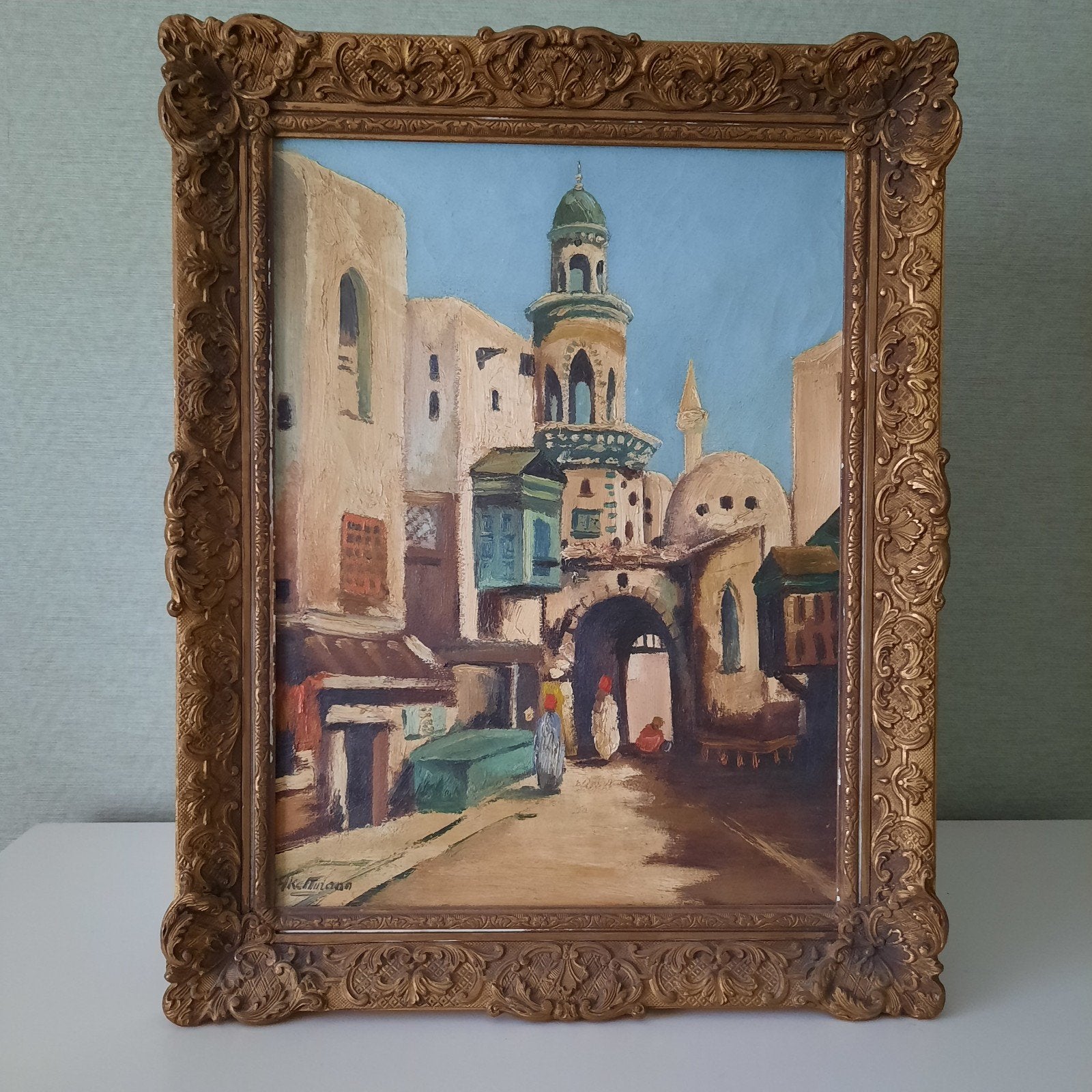 oud Oriëntalistisch Schilderij, Antiek en Kunst, Ophalen of Verzenden, Gesigneerd, Doek