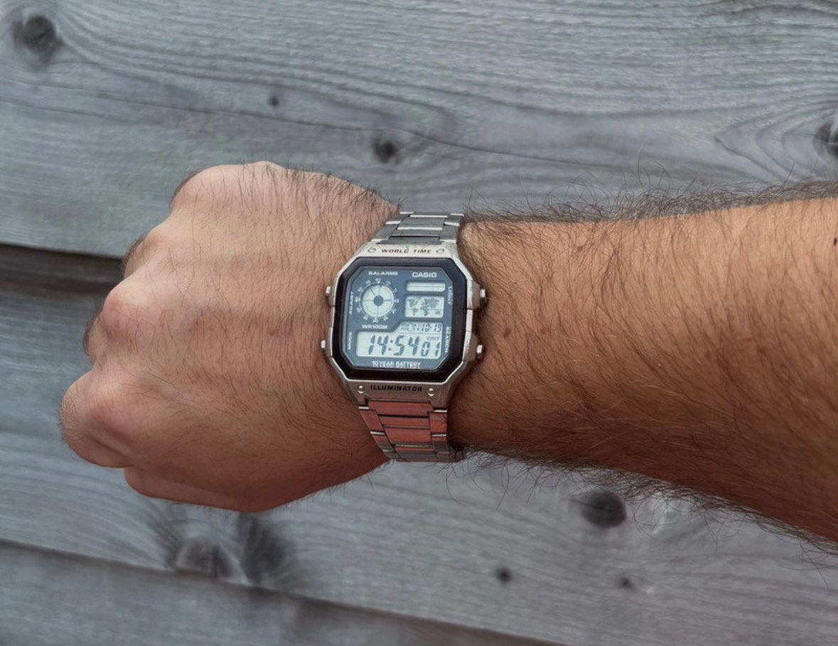 Casio World Time AE-1200WHD horloge, Ophalen of Verzenden, Zo goed als nieuw, Staal, Overige merken