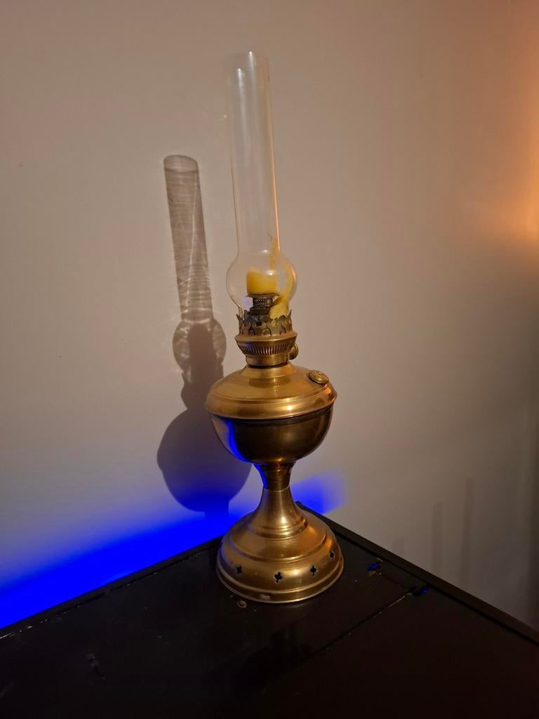 Koperen vintage olielamp, Antiek en Kunst, Antiek | Lampen, Ophalen of Verzenden