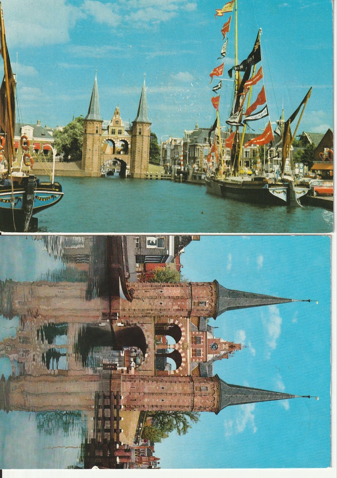 SNEEK WATERPOORT ZEILSCHIP VLAGGEN, STADHUIS, SNEEKERMEER, Ophalen of Verzenden, 1960 tot 1980, Friesland