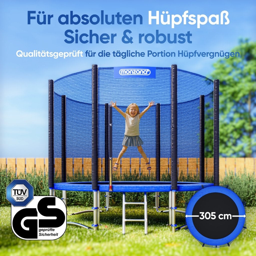 Foto 2 van Trampoline Ø305 cm + veiligheidsnet blauw GRATIS BEZORGD!