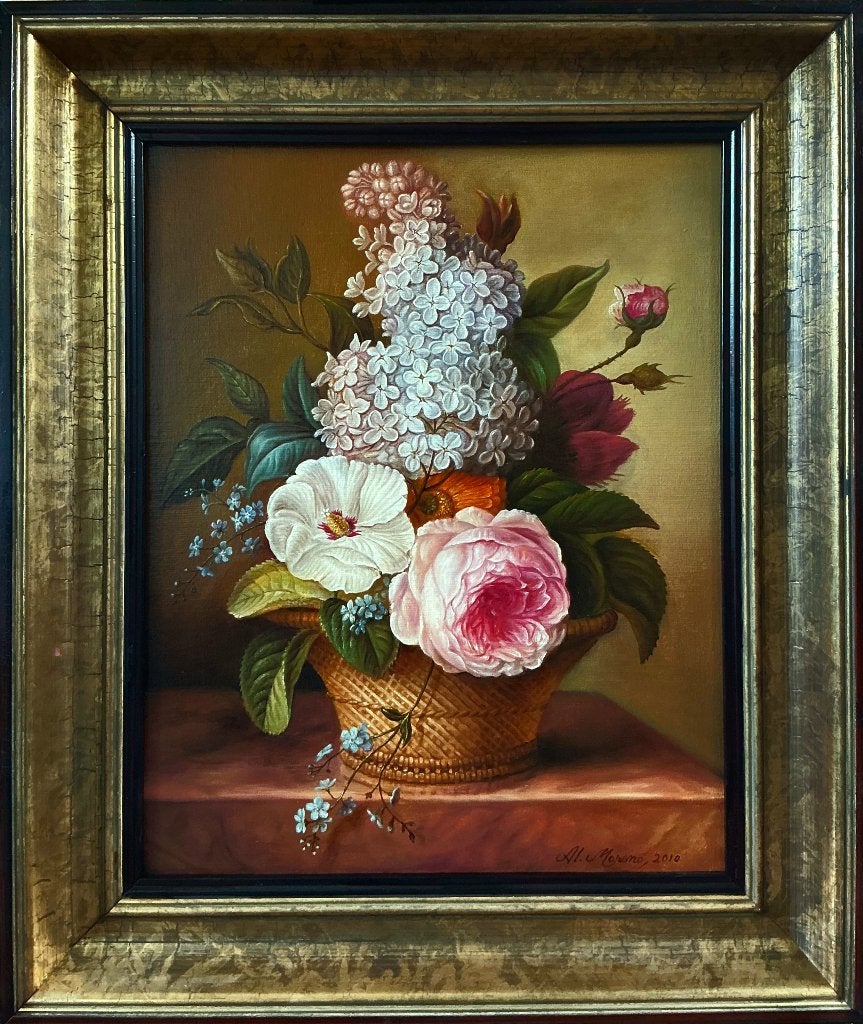 Stilleven met bloemen ( Alfonso Moreno  ), Antiek en Kunst, Kunst | Schilderijen | Klassiek, Ophalen