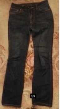 NUDIE slim jim Spijkerbroek Jeans donker Dark W32 L32, Verzenden, Zo goed als nieuw, Blauw, W32 (confectie 46) of kleiner