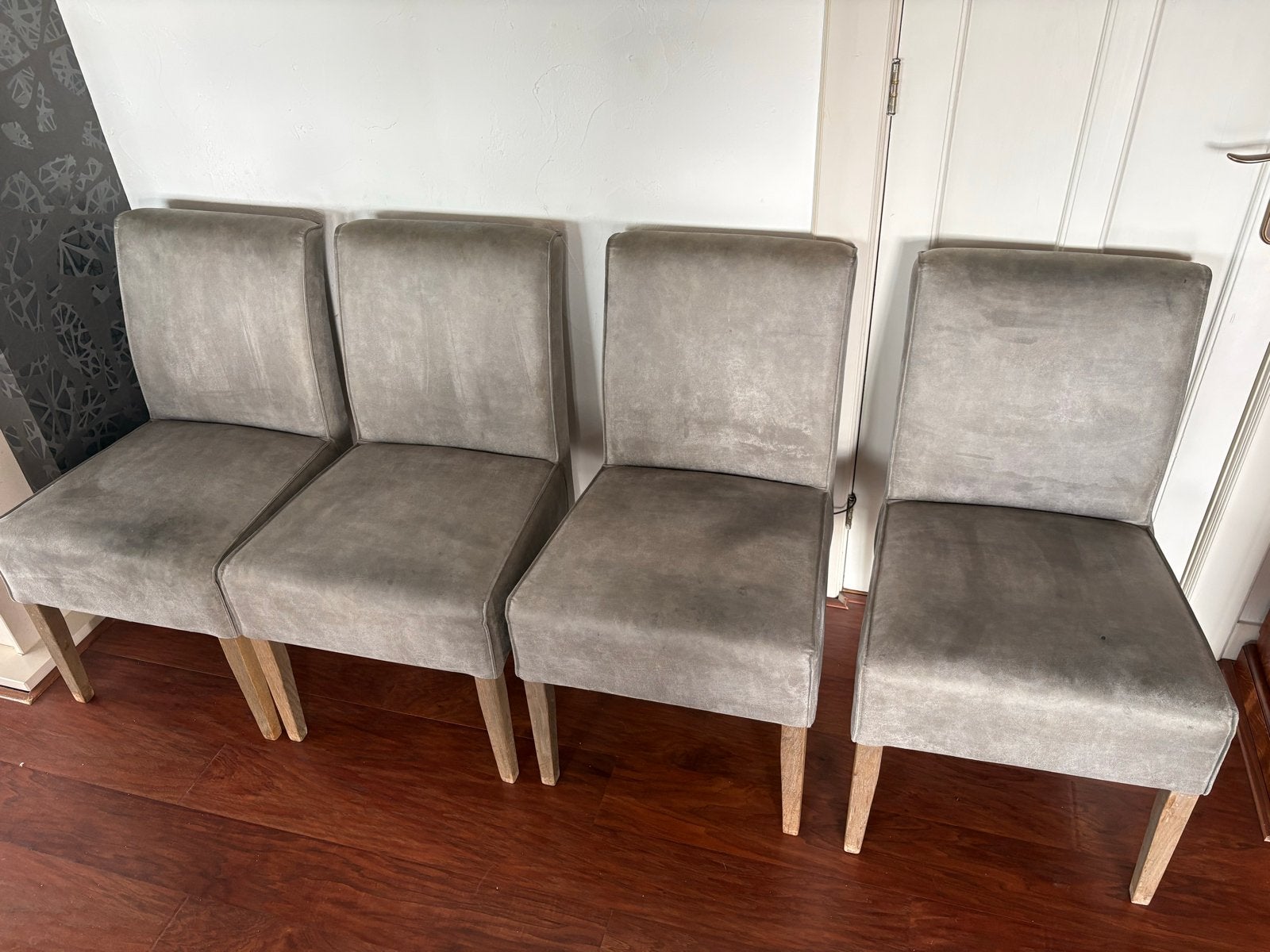 4 grijze eetkamerstoelen, Ophalen, Gebruikt, Vier, Stof