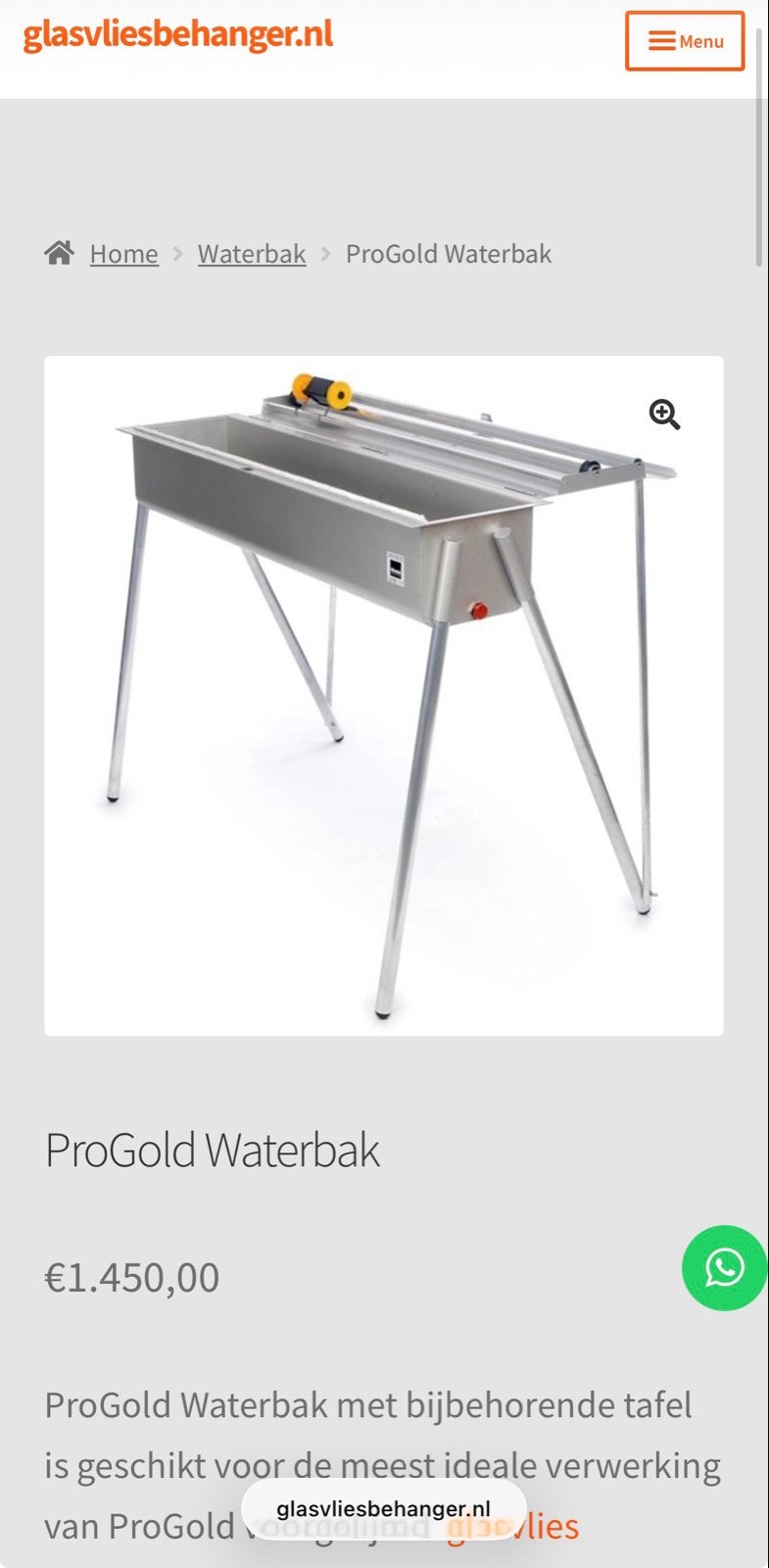 ProGold Waterbak zonder tafel voor glasvliesverwerking, Ophalen of Verzenden, Nieuw, 170 cm of meer