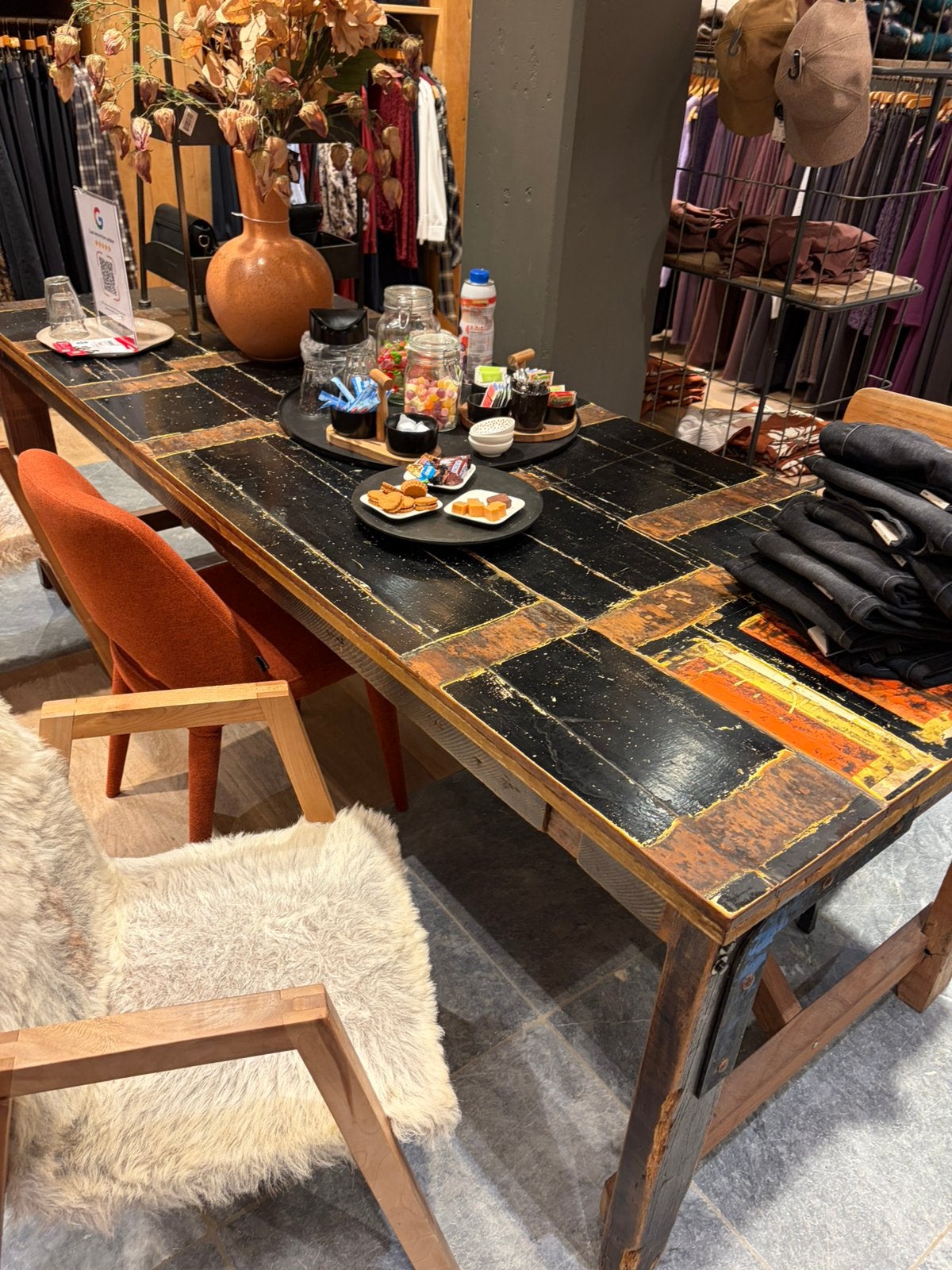 Vintage eettafel, 2,40 meter, Ophalen