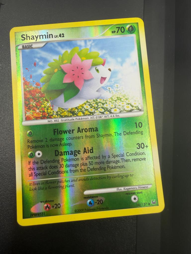Shaymin LV.42 Pokémon Kaart, Ophalen of Verzenden, Gebruikt, Losse kaart, Foil