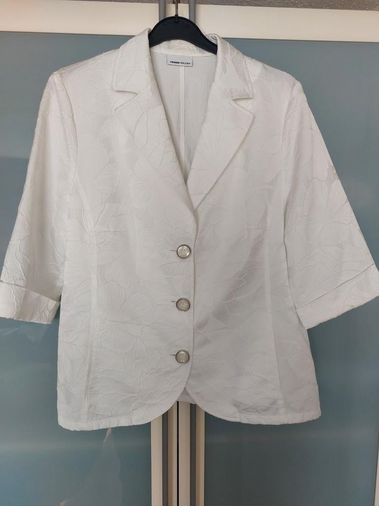 Wit gebloemde blazer, maat 44, merk Frank Walder, Kleding | Dames, Ophalen of Verzenden, Zo goed als nieuw, Maat 42/44 (L), Wit