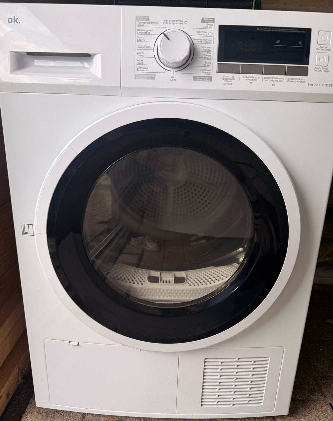 Warmtepompdroger OK 8kg A++, Ophalen, Zo goed als nieuw, Condens, 85 tot 90 cm