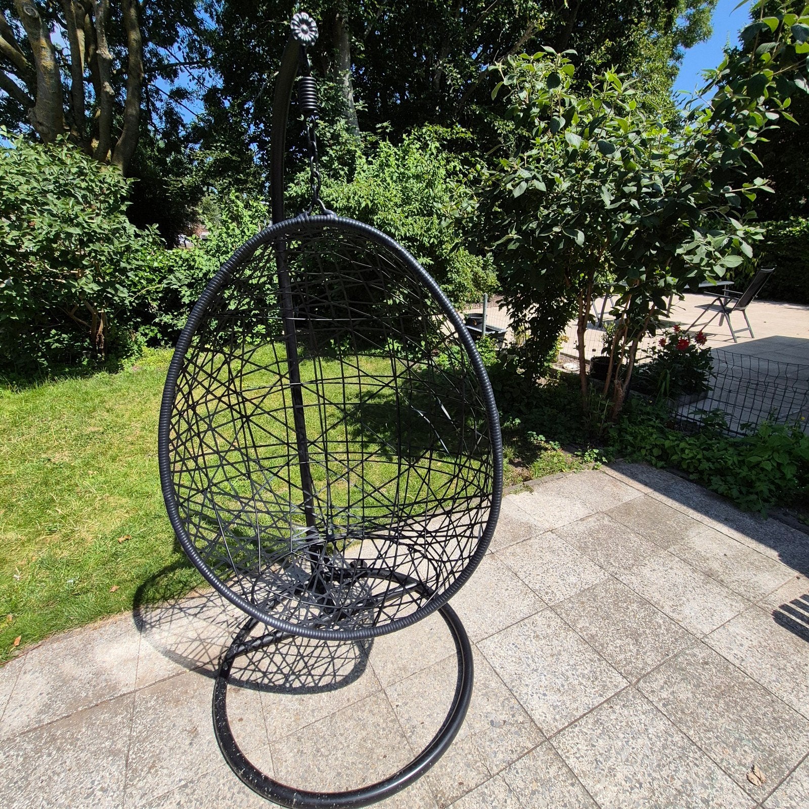Zwarte Wicker Hangstoel met Standaard, Ophalen
