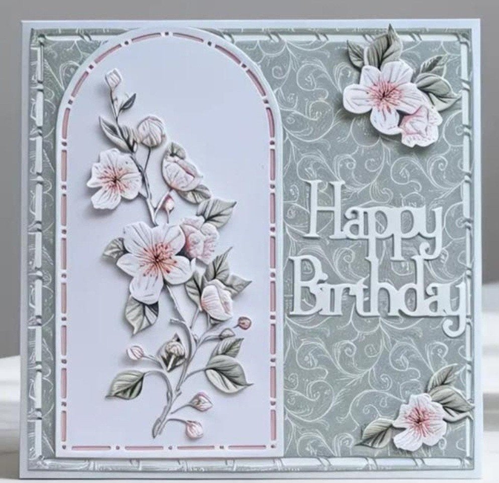 Nieuw  Snijmal raamframe/ bloem/ Happy Birthday, Hobby en Vrije tijd, Ophalen of Verzenden, Nieuw, Overige thema's, Pons of Mal