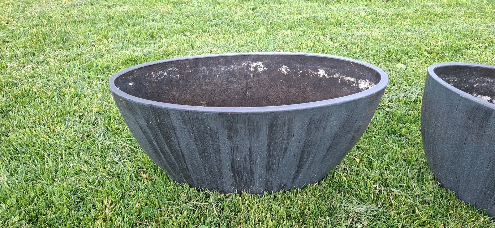 Set van 2 ovale plantenbakken voor tuin of balkon, Tuin en Terras, Ophalen, Kunststof, Gebruikt, Overige vormen