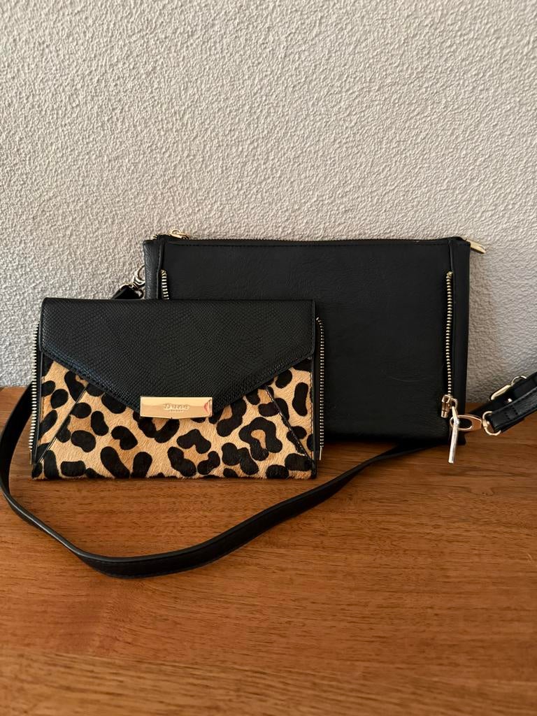 Dune London Handtas met afneembare clutch van luipaardprint, Ophalen, Zo goed als nieuw, Zwart, Handtas