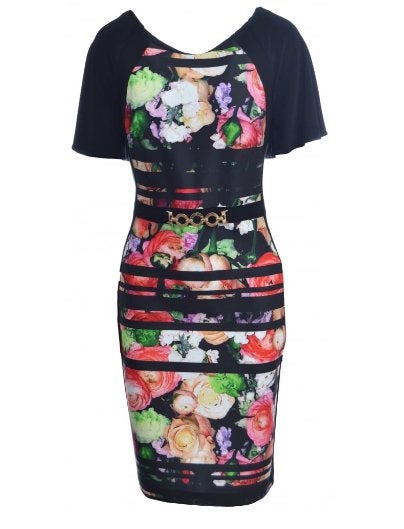 Joseph Ribkoff elegant zwart/gekleurd stretch jurk mt 44, Kleding | Dames, Jurken, Overige kleuren, Verzenden, ., Maat 42/44 (L)