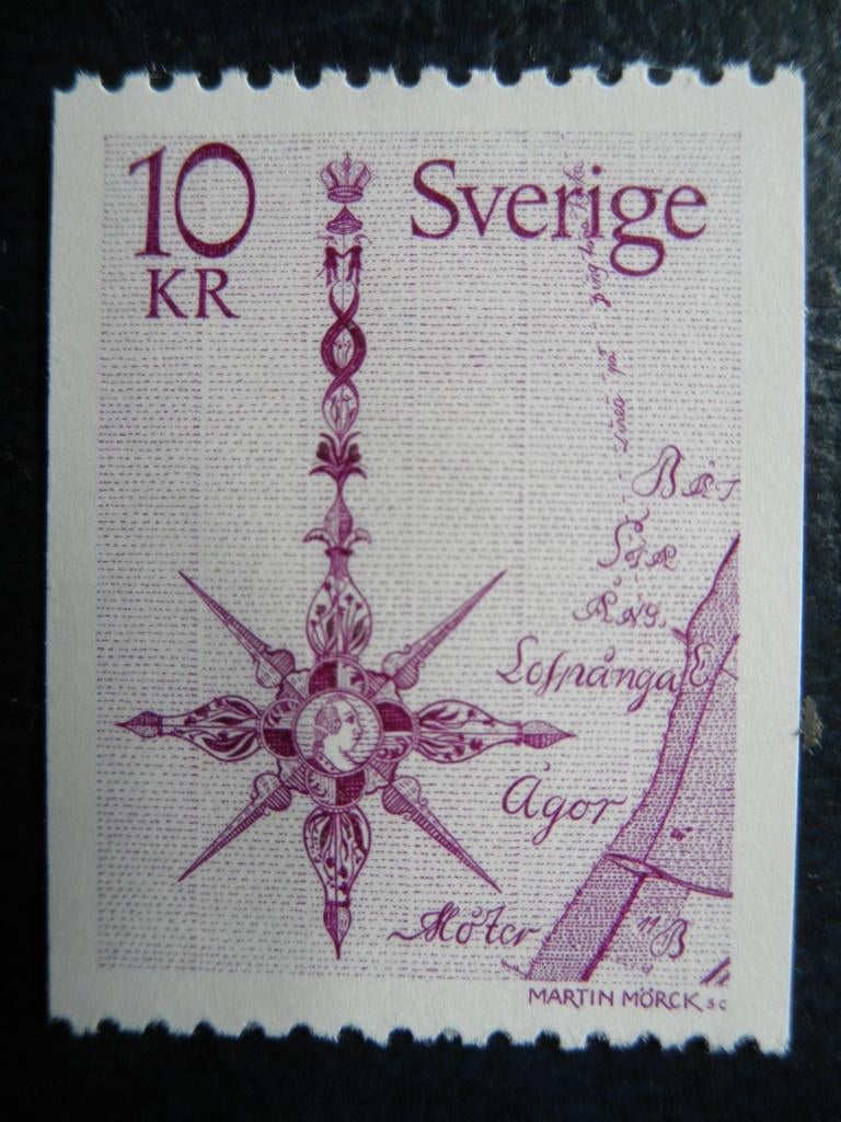 Postzegels Zweden 1978 landkaart, kompasroos cw 2,20 pf, Ophalen of Verzenden, Zweden, Postfris