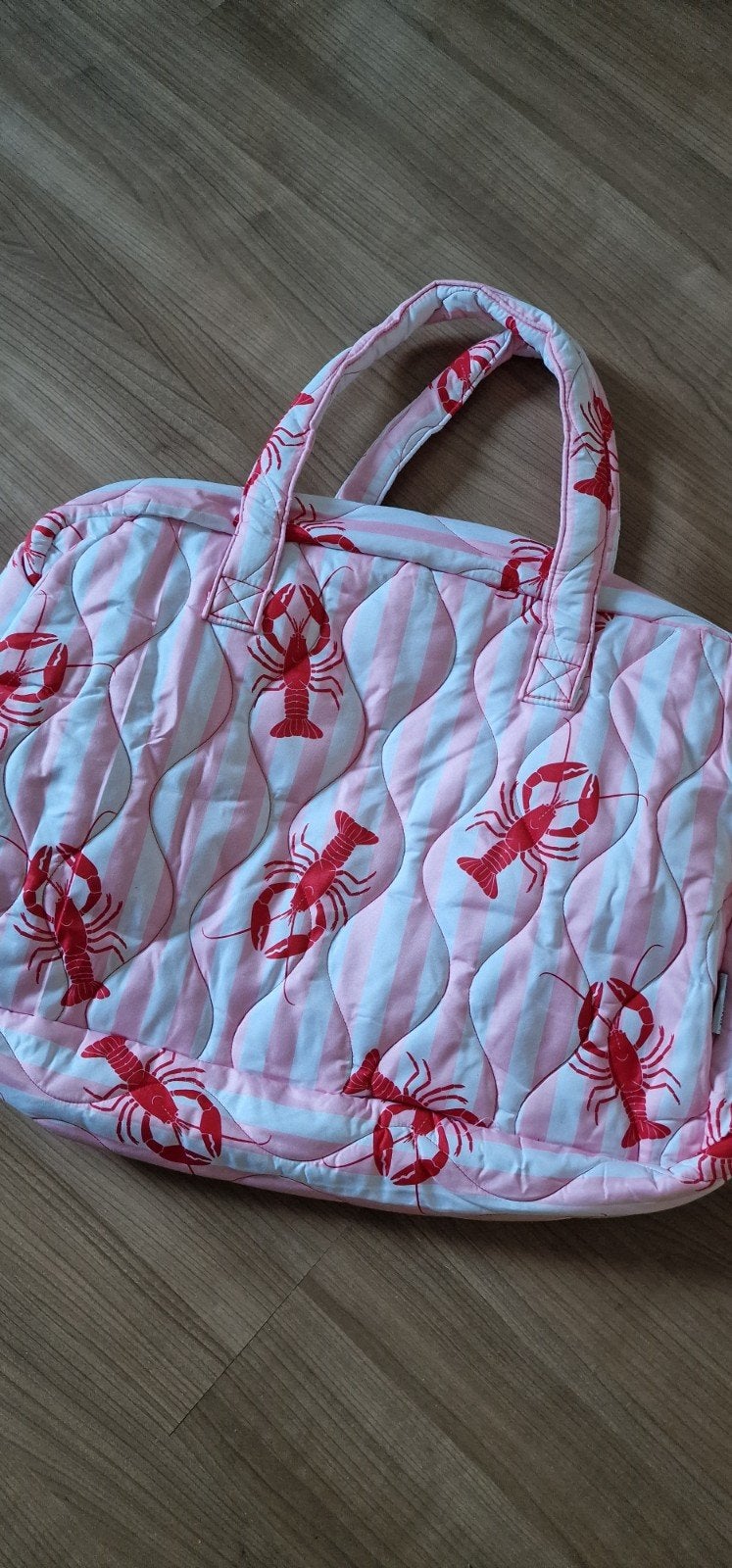 NEW - Pauline Wingelaar Gestreepte Weekendtas met Kreeftenpr, Sieraden, Tassen en Uiterlijk, Tassen | Reistassen en Weekendtassen
