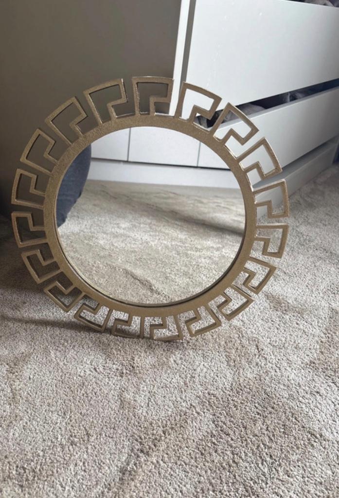 Goude spiegel van H&M Home, Ophalen of Verzenden, Zo goed als nieuw, Rond, Minder dan 100 cm