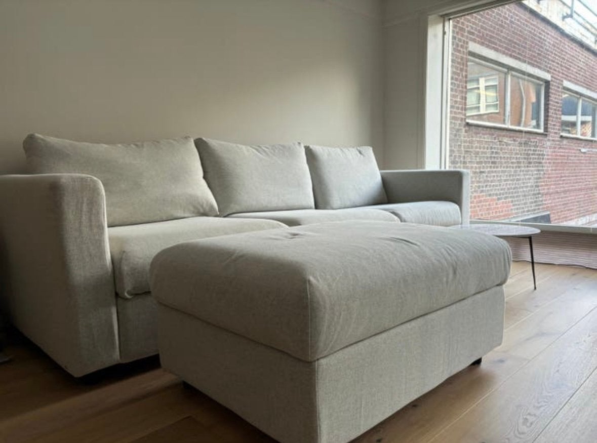 Vimle slaapbank, 3/2 zits, Ophalen, Zo goed als nieuw, Tweepersoons, 140 cm