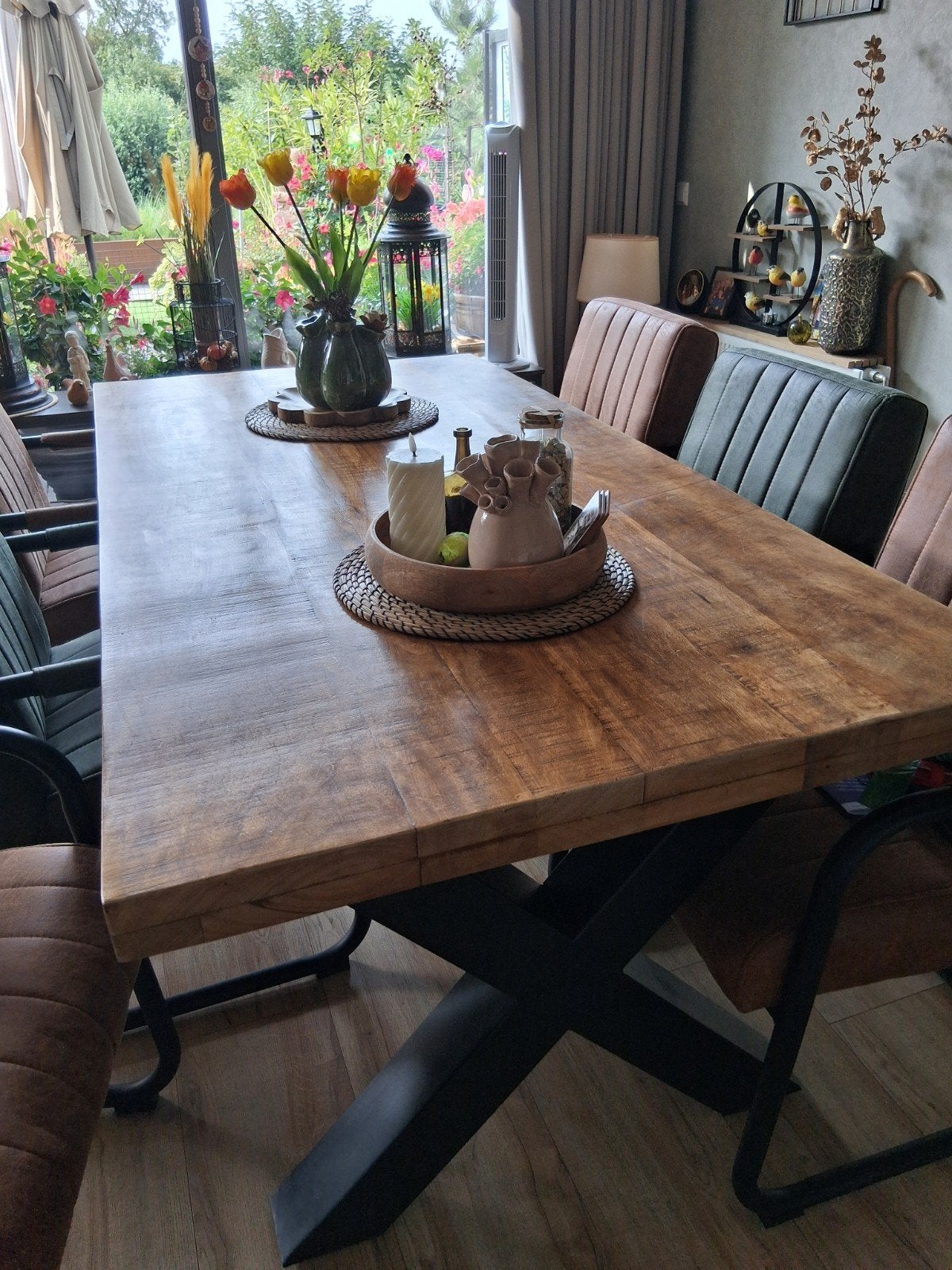 mooie mangohout eettafel, Ophalen, 50 tot 100 cm, Zo goed als nieuw, 150 tot 200 cm