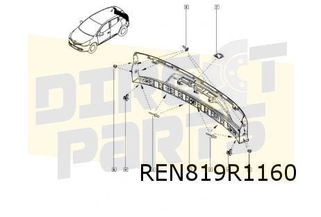 Renault Clio IV 1/13-10/19 achterklep afdekking onderzijde (, Auto-onderdelen, Renault, -, Nieuw, Ophalen of Verzenden