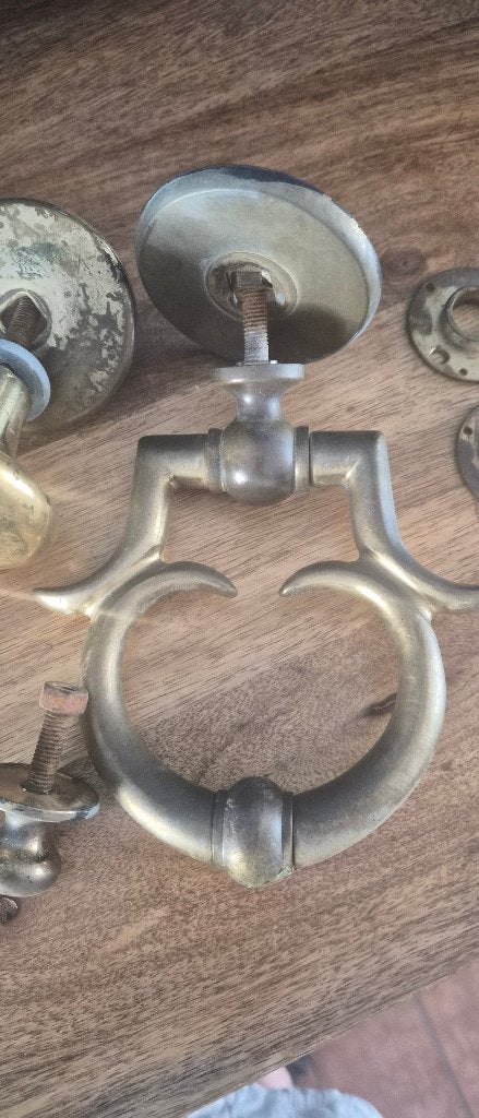 Koperen deurset en klopper, Antiek en Kunst, Ophalen, Koper