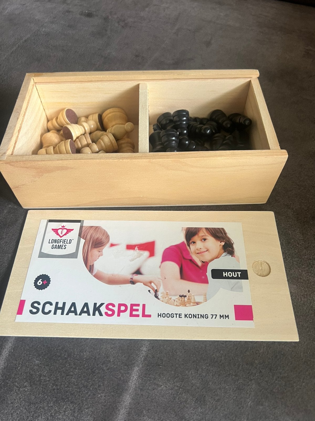 Houten Schaakstukken Longfield Games., Hobby en Vrije tijd, Gezelschapsspellen | Bordspellen, Een of twee spelers, Ophalen of Verzenden