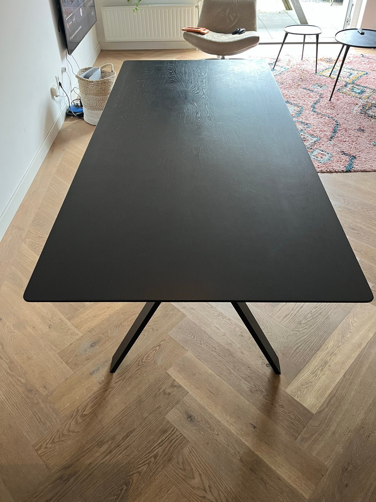 Dyyk Balou zwarte eettafel, Huis en Inrichting, Tafels | Eettafels, Ophalen, 100 tot 150 cm, 200 cm of meer, Zo goed als nieuw