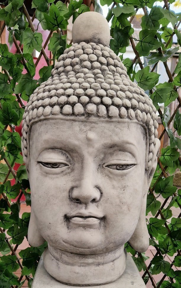 Boeddha Hoofd 30x30x52 cm, Tuin en Terras, Tuinbeelden, Nieuw, Overige typen, Beton, Ophalen