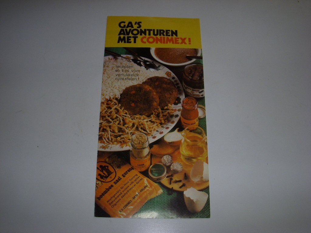 Mooie folder Ga's avonturen met Conimex uit 1971, Boeken, Folder, Ophalen of Verzenden, Conimex, Gelezen