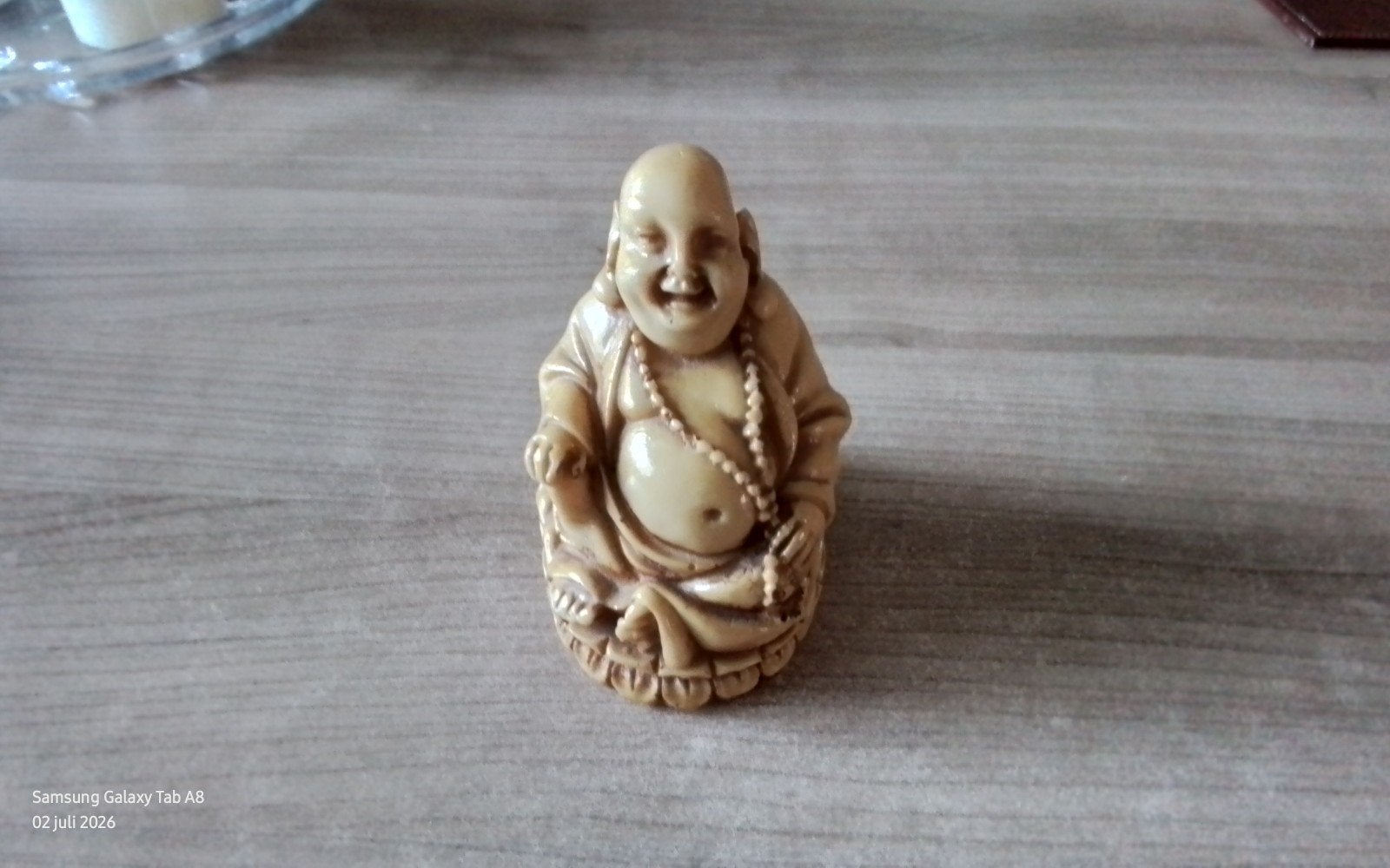 Lachende Boeddha beeldje - Geluksbrenger, Huis en Inrichting, Gebruikt, Massief, 12 cm, Ophalen of Verzenden