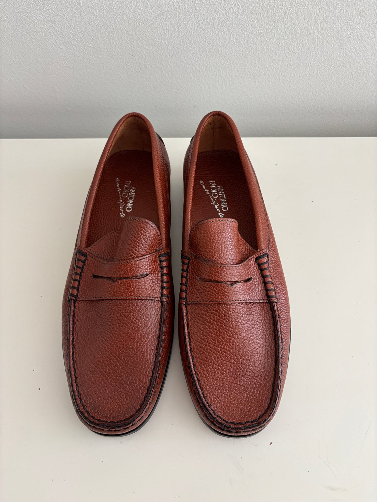 Pennyloafers/carshoe bruin grain leer maat 42 NIEUW, Kleding | Heren, Bruin, Verzenden, Nieuw, Espadrilles of Moccasins