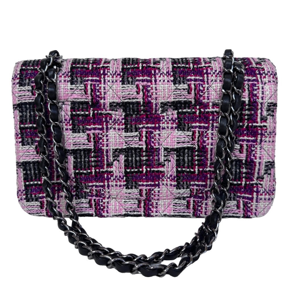 Chanel classic double flap tweed boucle tas 11.12 ruthenium image 4