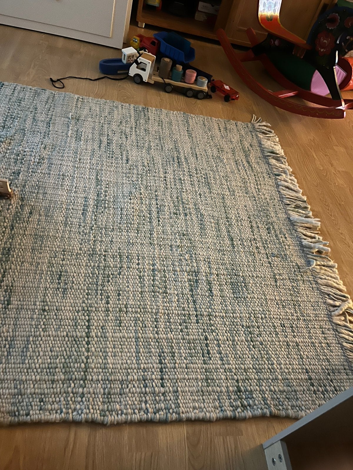 Vloerkleed blauw/beige, Huis en Inrichting, Stoffering | Tapijten en Kleden, Ophalen, Blauw, 200 cm of meer, Zo goed als nieuw