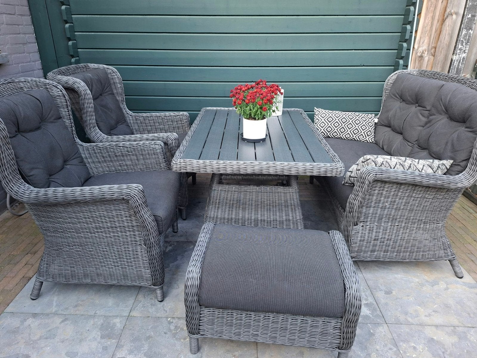 Loungeset in nette staat met kussens., Ophalen, Gebruikt, Loungeset, Bank