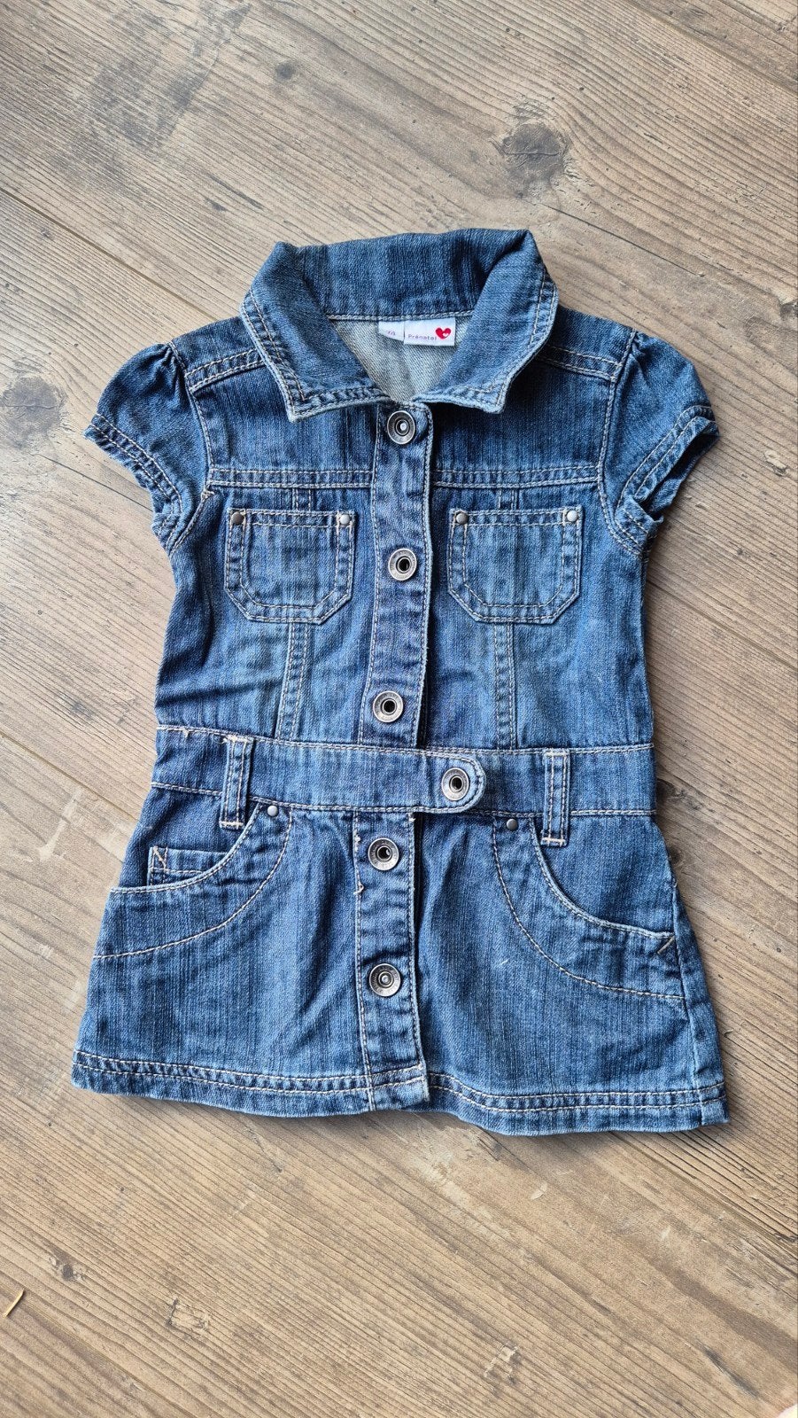 spijkerjurk maat 74, Kinderen en Baby's, Ophalen of Verzenden, Zo goed als nieuw, Jongetje of Meisje, Jurkje of Rokje