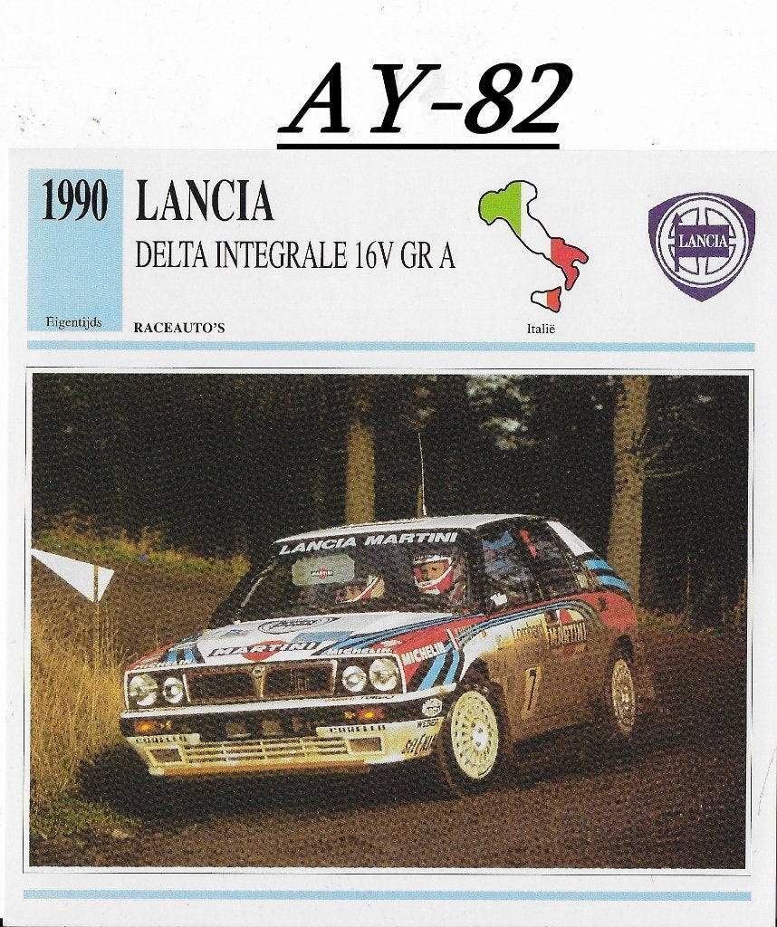 Ay82 autokaart lancia delta integrale 15v gr a( 1990 ), Ophalen of Verzenden, Zo goed als nieuw, Auto's