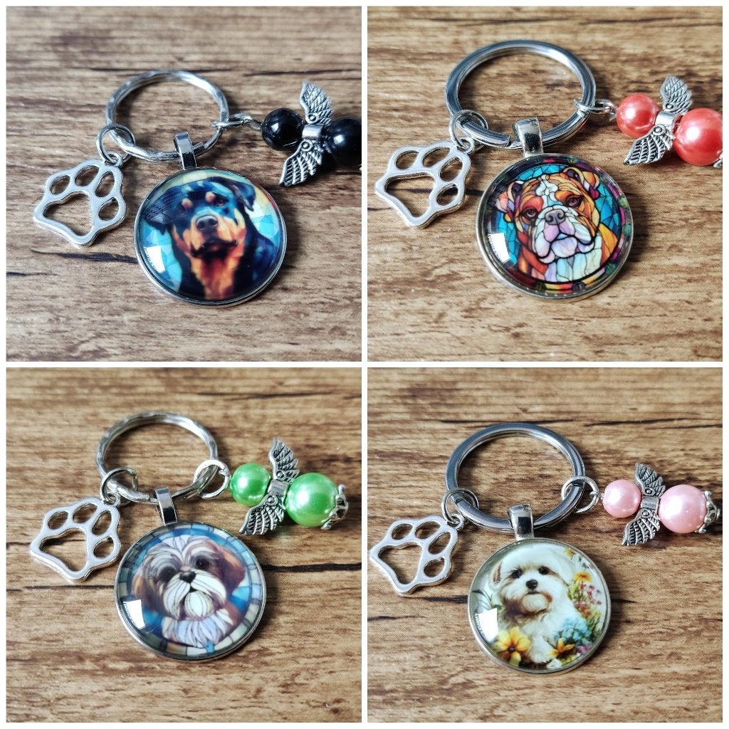 Sleutel/Tashanger cabochon div. hondenrassen beschermengel, Verzenden, Nieuw, Overige kleuren, Handtas