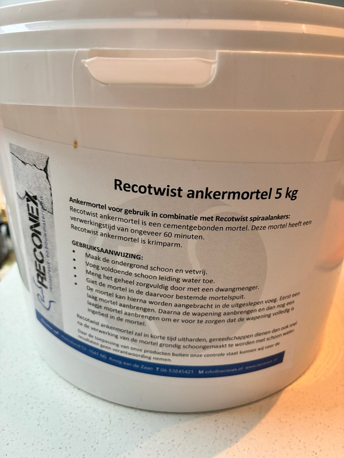 Recotwist Ankermortel van Reconex, Doe-het-zelf en Verbouw, Ophalen, Zo goed als nieuw, Wit