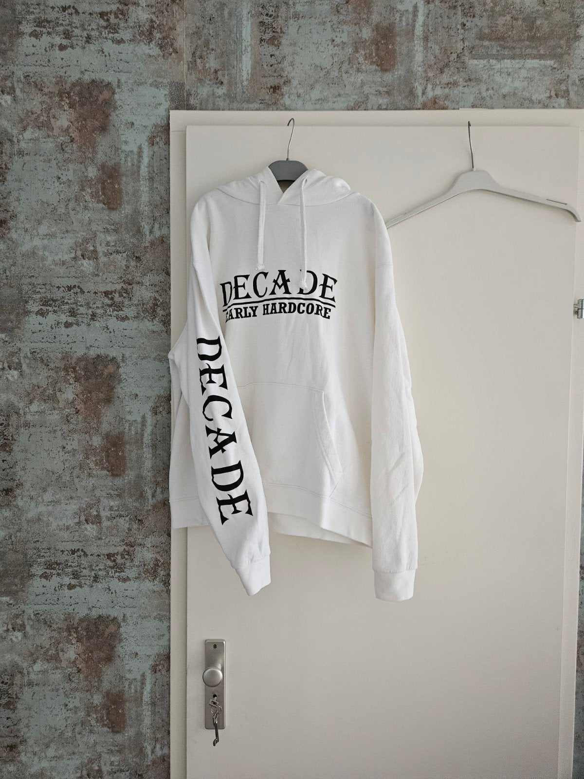 Witte Decade Early Hardcore Hoodie - Maat L (valt klein), Maat 48/50 (M), Wit, Ophalen of Verzenden, Decade