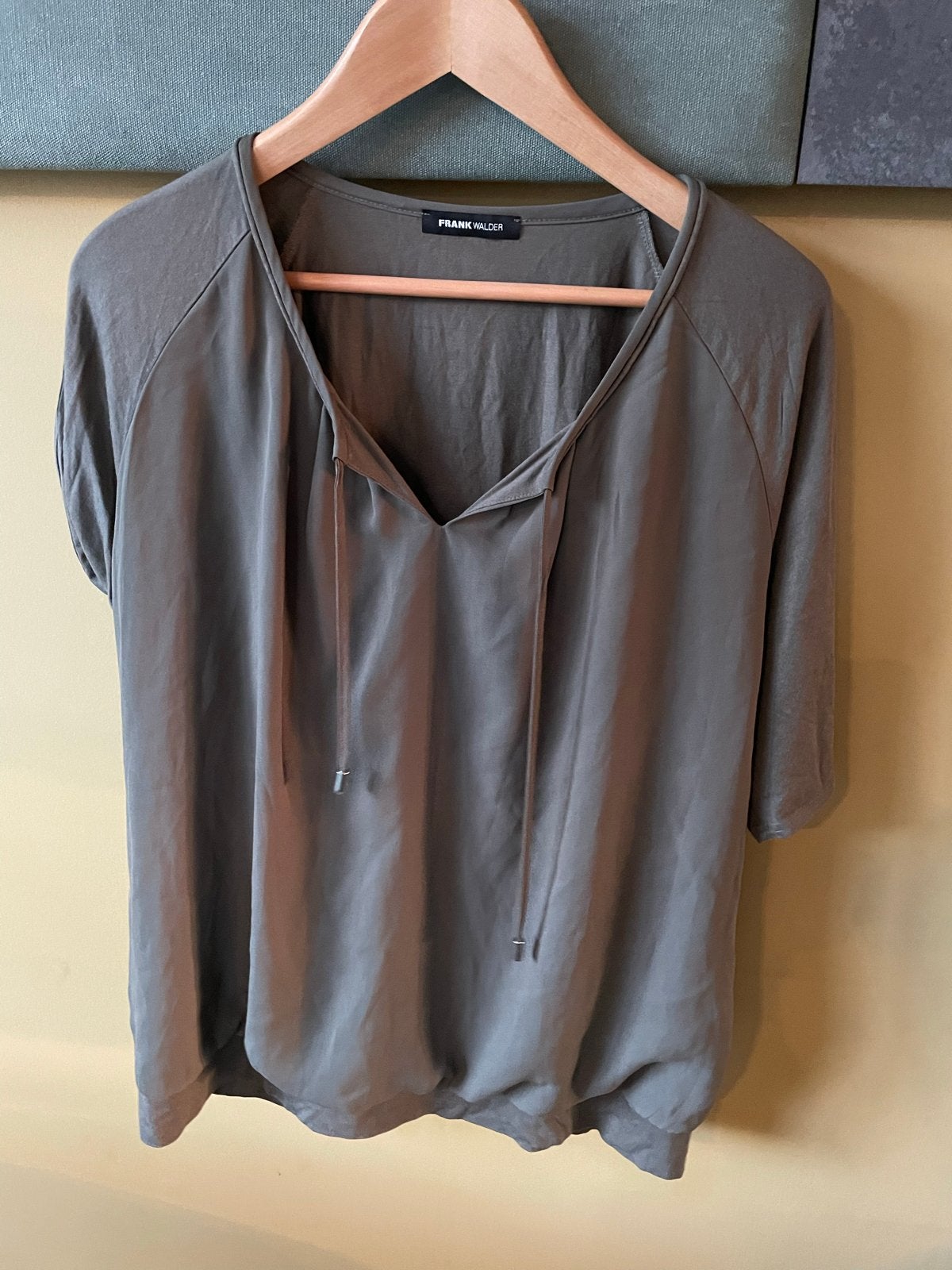 Frank Walder T-shirt - Maat 46 olijf groen taupe, Maat 46/48 (XL) of groter, Ophalen of Verzenden, Korte mouw, Gedragen