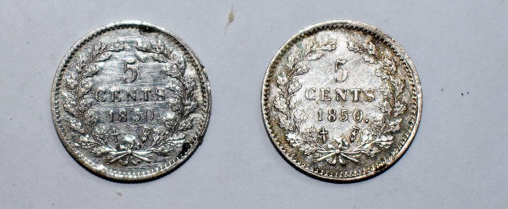 Nederlandse zilveren stuivertjes van 5 cent uit 1850, Verzenden, Koning Willem III, Setje, Zilver