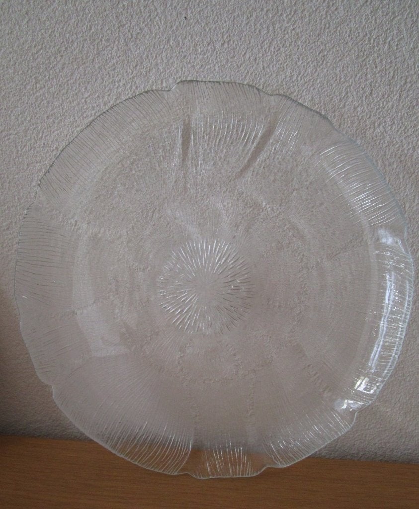 jaren '70 Arcoroc Fleur-Sunflower plat bord/schaal 27 cm, Overige merken, Nieuw, Ophalen of Verzenden, Glas